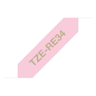 Brother TZE-RE34 ruban d'étiquette Or sur rose