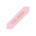 Brother TZE-RE34 ruban d'étiquette Or sur rose