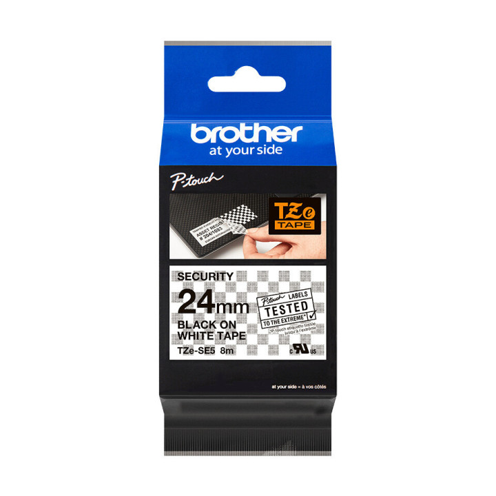 Brother TZE-SE5 ruban d'étiquette Noir sur blanc TZ/TZe