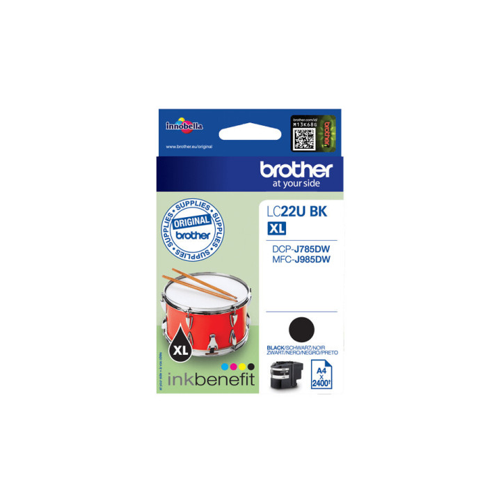 Brother LC22UBK - Cartouche d'encre originale à très haut rendement – Noir