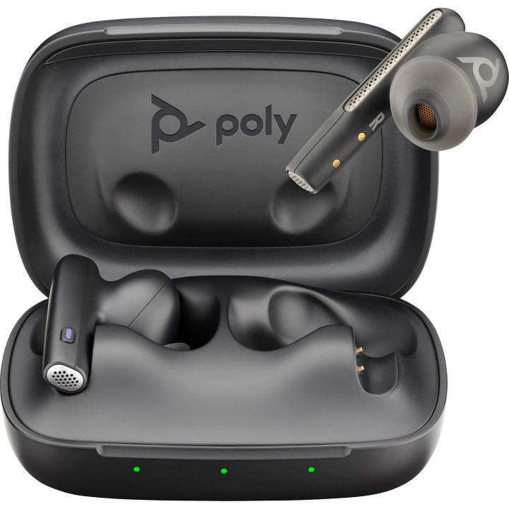 Poly Écouteurs noir charbon Voyager Free 60 UC M +adaptateur USB-C BT700 + étui de charge de base