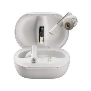 POLY Écouteurs sable blanc Voyager Free 60 + UC M + adaptateur USB-C BT700 + étui de charge avec écran tactile