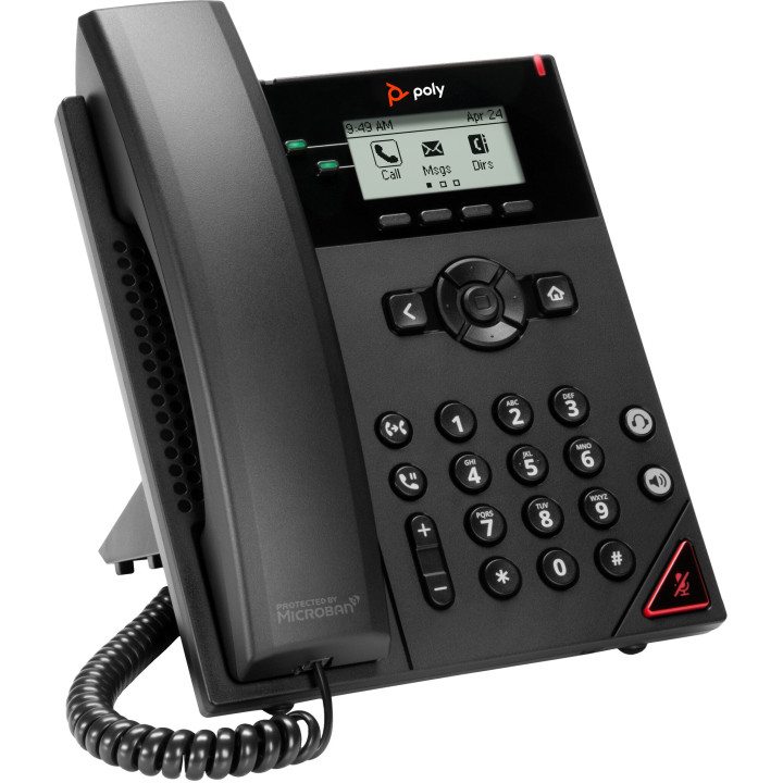 Poly Téléphone IP VVX 150 à 2 lignes et compatible PoE