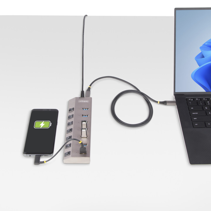 StarTech.com Hub USB-C avec Auto-Alimenté à 7 Ports - Hub USB Type C vers USB-A pour PC de Bureau/Portable - Hub USB 3.0 5Gbp