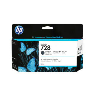 HP Cartouche d'encre noire mate DesignJet 728, 130 ml