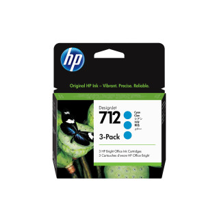 HP Pack de 3 cartouches d'encre DesignJet 712, cyan, 29 ml