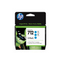 HP Pack de 3 cartouches d'encre DesignJet 712, cyan, 29 ml