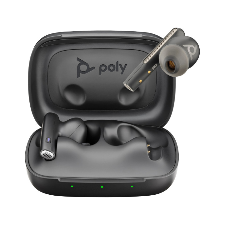 Poly Écouteurs noir charbon Voyager Free 60 UC M +adaptateur USB-C BT700 + étui de charge de base