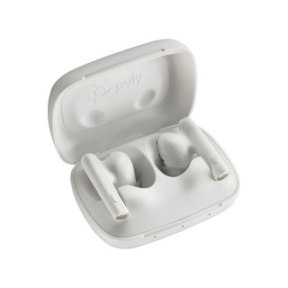 POLY Écouteurs sable blanc Voyager Free 60 UC + adaptateur USB-C BT700 + étui de charge de base