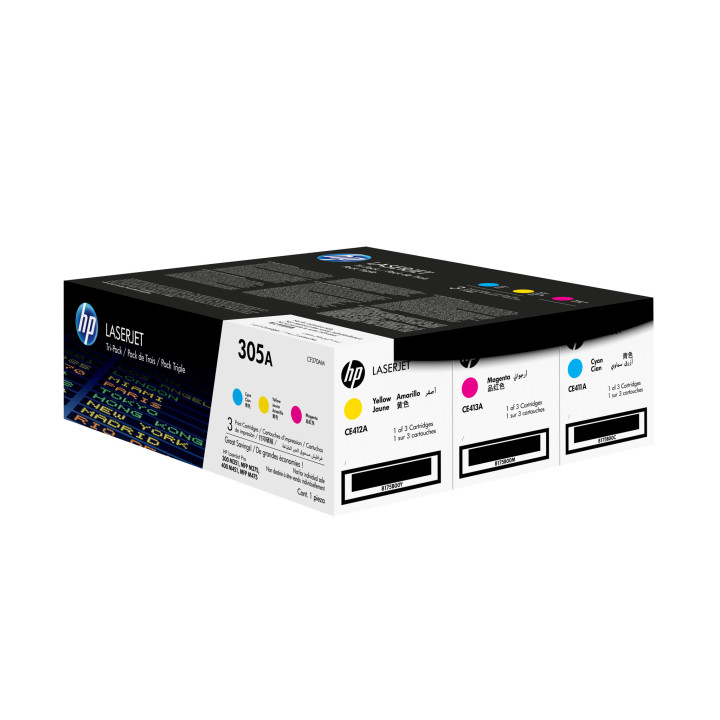 HP 305A pack de 3 toners LaserJet cyan/magenta/jaune authentiques