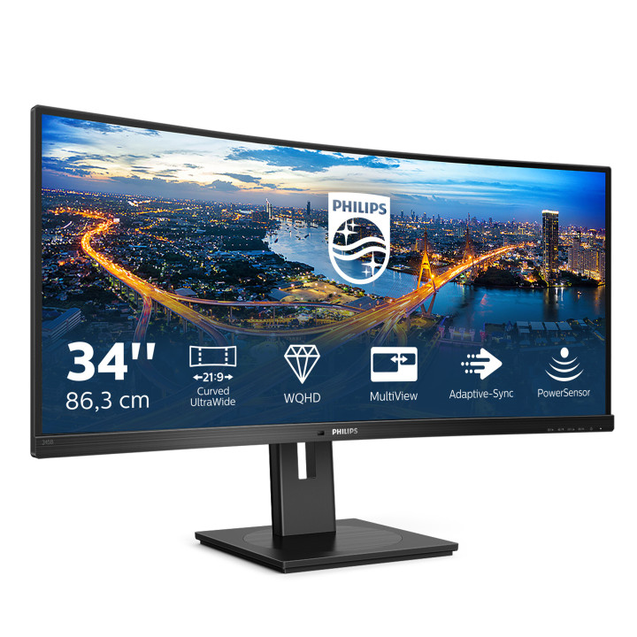 Philips B Line 345B1C/00 écran plat de PC 86,4 cm (34") 3440 x 1440 pixels Quad HD LCD Noir