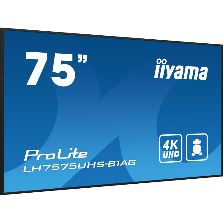 iiyama LH7575UHS-B1AG Écran d'affichage dynamique Écran plat de signalisation numérique 190,5 cm (75") LCD Wifi 500 cd/m² 4