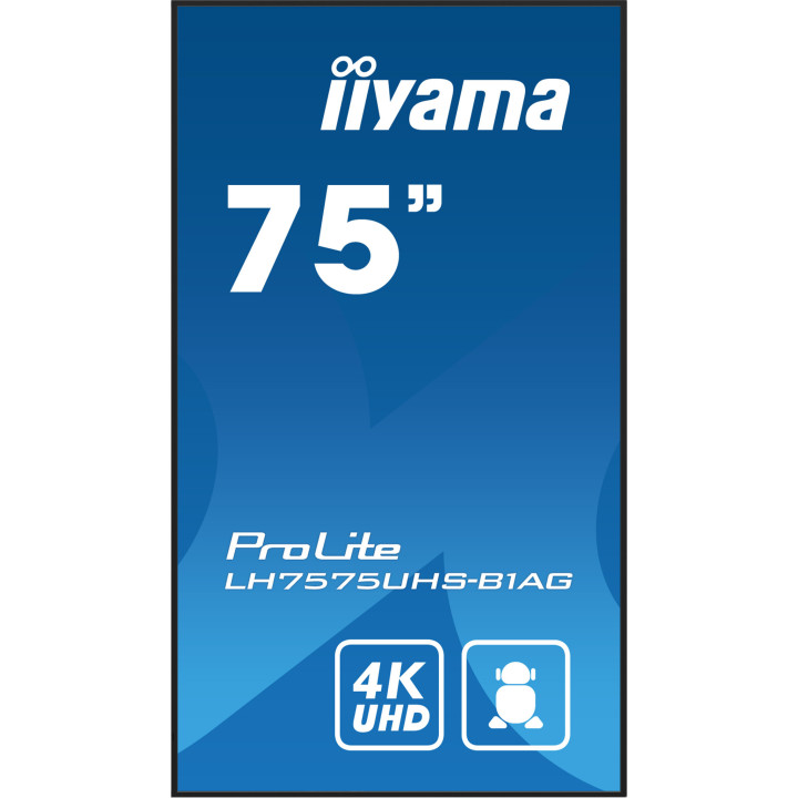 iiyama LH7575UHS-B1AG Écran d'affichage dynamique Écran plat de signalisation numérique 190,5 cm (75") LCD Wifi 500 cd/m² 4