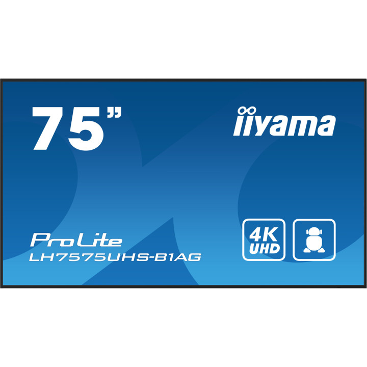 iiyama LH7575UHS-B1AG Écran d'affichage dynamique Écran plat de signalisation numérique 190,5 cm (75") LCD Wifi 500 cd/m² 4