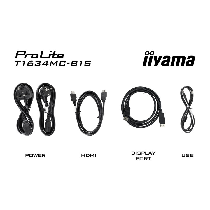 iiyama ProLite T1634MC-B1S écran plat de PC 39,6 cm (15.6") 1920 x 1080 pixels Full HD LED Écran tactile Noir