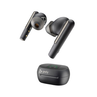 Poly Écouteurs noir charbon Voyager Free 60+ UC M + adaptateur USB-A BT700 + étui de charge avec écran tactile