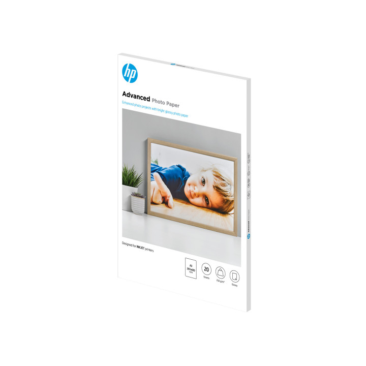 HP Papier photo Advanced, brillant, 250 g/m2, A3 (297 x 420 mm), 20 feuilles
