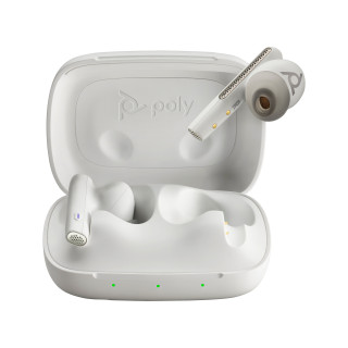 POLY Écouteurs sable blanc Voyager Free 60 UC M + adaptateur USB-A BT700 + étui de charge de base