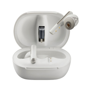 POLY Écouteurs sable blanc Voyager Free 60+ UC + adaptateur USB-C BT700 + étui de charge avec écran tactile