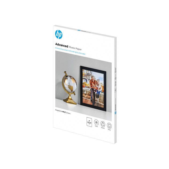 HP Papier photo à finition glacée Advanced, 250 g/m2, A4 (210 x 297 mm), 25 feuilles