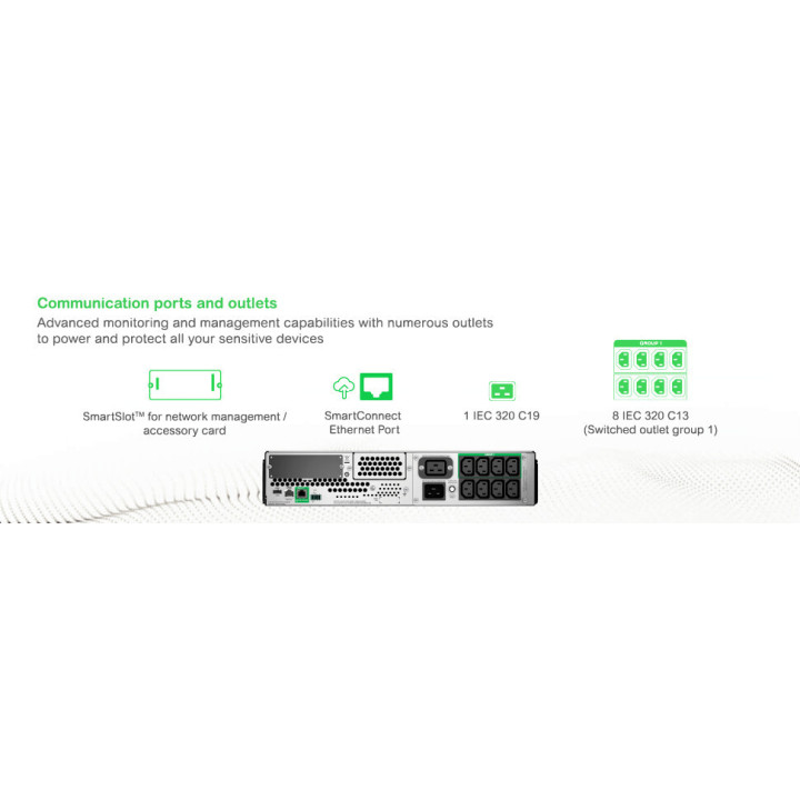 APC Smart-UPS SMT3000RMI2UC - 8x C13, 1x C19, USB, montable en rack, SmartConnect, 3000VA