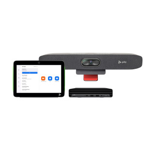 POLY Pack Studio Small Room pour Zoom Rooms : Barre de visioconférence Studio R30 USB et PC HP avec TC10 (ABB)