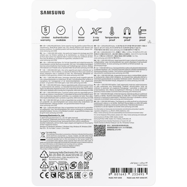 Samsung MUF-64AB lecteur USB flash 64 Go USB Type-A 3.2 Gen 1 (3.1 Gen 1) Gris, Argent