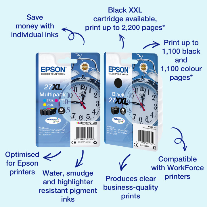 Epson Alarm clock Singlepack Magenta 27 DURABrite Ultra Ink