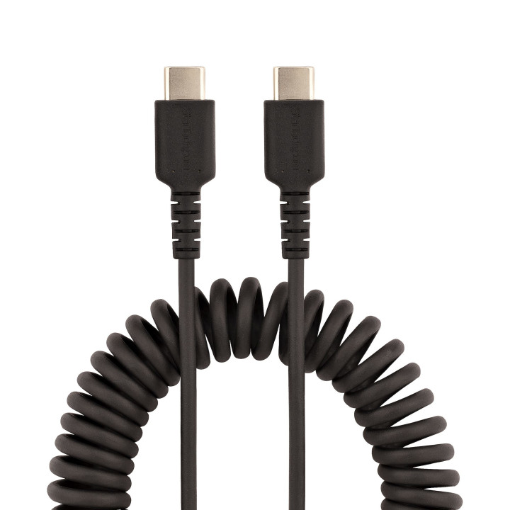 StarTech.com Câble de Charge Rapide USB-C de 1m, Robuste, Spiralé, Charge et Synchronisation, 3A, USB 2.0, Gaine TPE et Fibre