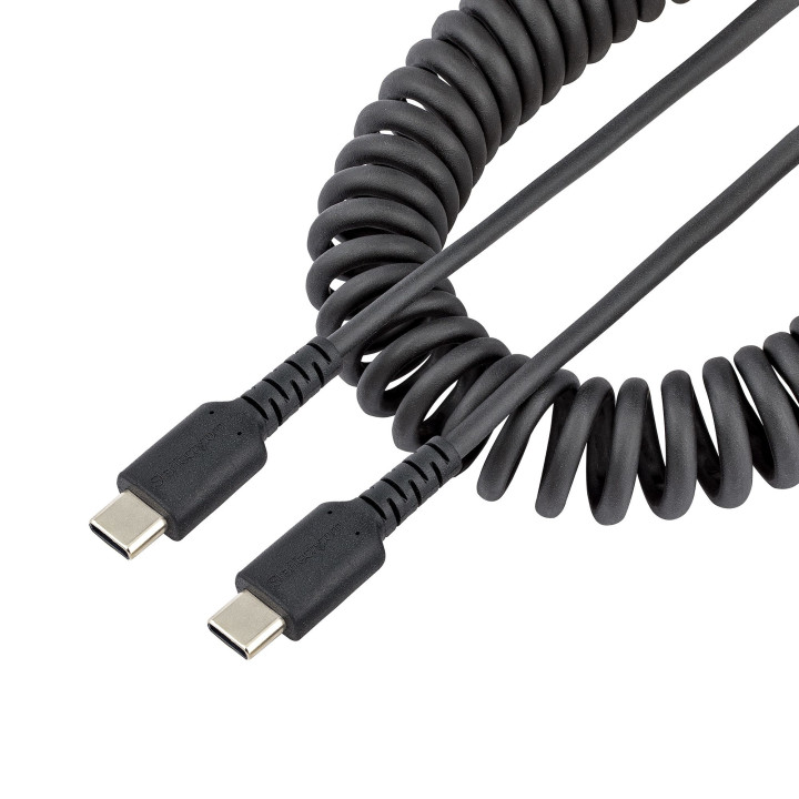 StarTech.com Câble de Charge Rapide USB-C de 1m, Robuste, Spiralé, Charge et Synchronisation, 3A, USB 2.0, Gaine TPE et Fibre