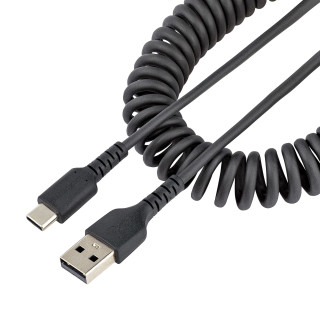 StarTech.com Câble de Charge Rapide USB-A vers USB-C de 1m, Robuste, Spiralé, Charge et Synchronisation, 3A, USB 2.0, Gaine T