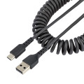 StarTech.com Câble de Charge Rapide USB-A vers USB-C de 1m, Robuste, Spiralé, Charge et Synchronisation, 3A, USB 2.0, Gaine T