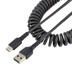 StarTech.com Câble de Charge Rapide USB-A vers USB-C de 1m, Robuste, Spiralé, Charge et Synchronisation, 3A, USB 2.0, Gaine T