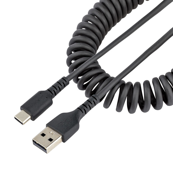 StarTech.com Câble de Charge Rapide USB-A vers USB-C de 1m, Robuste, Spiralé, Charge et Synchronisation, 3A, USB 2.0, Gaine T