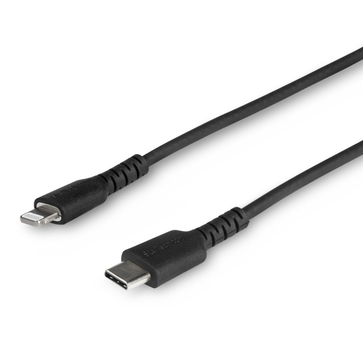 StarTech.com Câble USB-C vers Lightning Noir Robuste 1m - Câble de Charge/Synchronistation USB Type C vers Lightning Fibre Ar