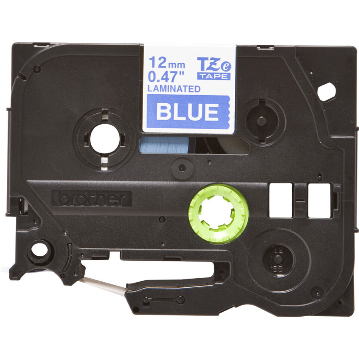 Brother TZe-535 - Cassette à ruban pour étiqueteuse originale – Blanc sur bleu, 12 mm de large