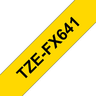 Brother TZe-FX641 - Cassette à ruban pour étiqueteuse originale – Noir sur jaune, 18 mm de large