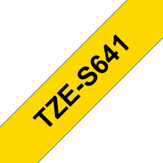 Brother TZe-S641 - Cassette à ruban pour étiqueteuse originale – Noir sur jaune, 18 mm de large