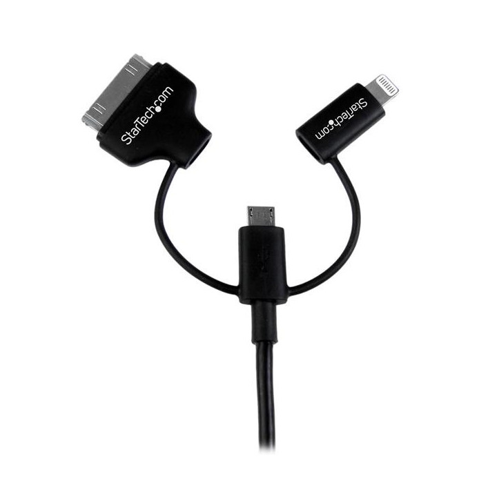 StarTech.com Câble combo USB vers Lightning / Dock 30 broches / Micro USB de 1 m - Noir