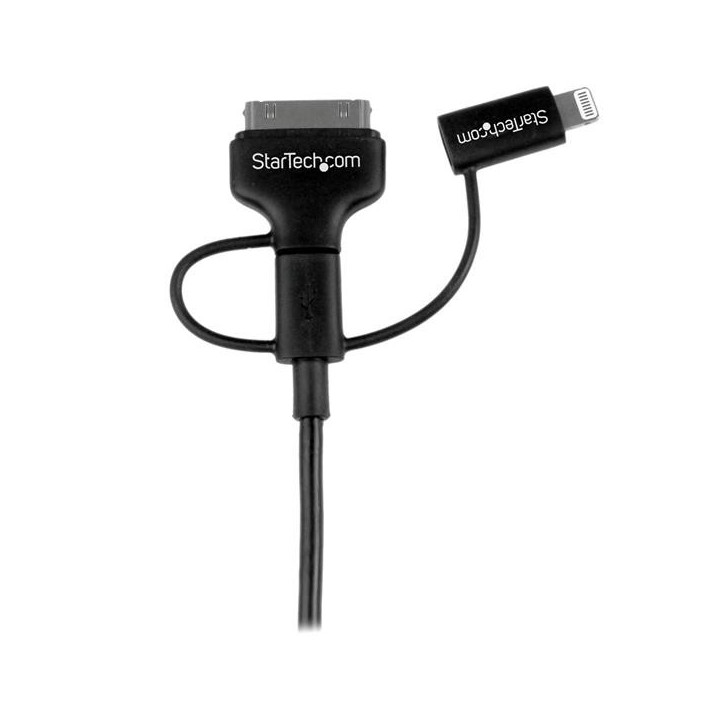 StarTech.com Câble combo USB vers Lightning / Dock 30 broches / Micro USB de 1 m - Noir