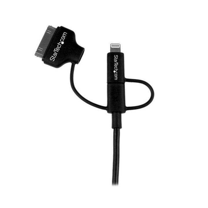 StarTech.com Câble combo USB vers Lightning / Dock 30 broches / Micro USB de 1 m - Noir