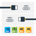 StarTech.com Câble USB-C de 1m, USB 10Gbps, 100W (5A) Power Delivery, 8K 60Hz/4K 144Hz DP Alt Mode, Certifié USB-IF, Compatib