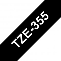 Brother TZe-355 - Cassette à ruban pour étiqueteuse originale – Blanc sur noir, 24 mm de large