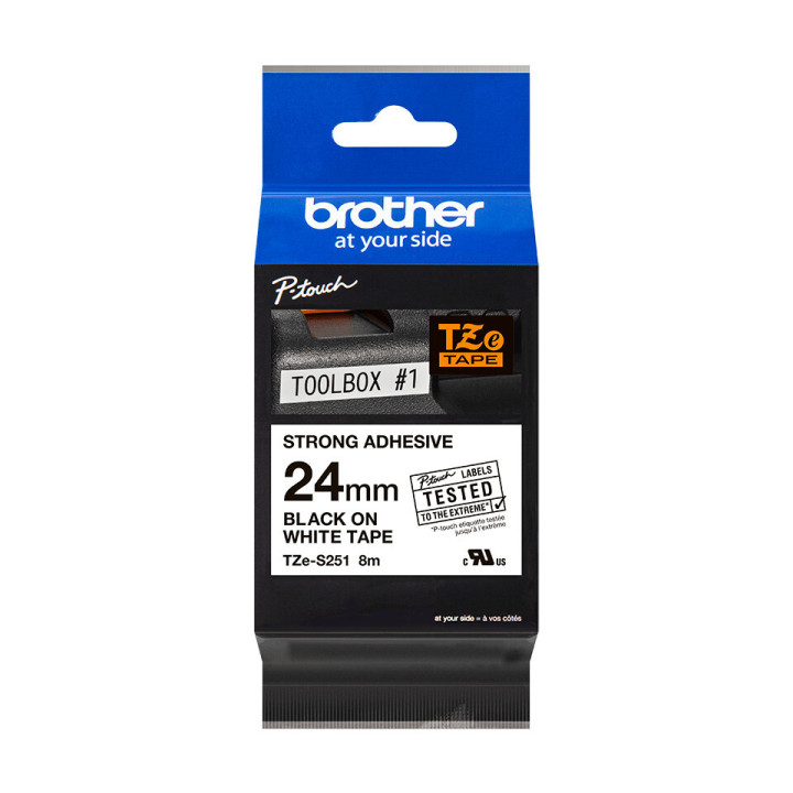 Brother TZE-S251 ruban d'étiquette Noir sur blanc TZ
