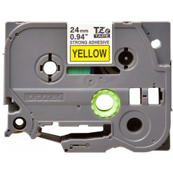 Brother TZe-S651 - Cassette à ruban pour étiqueteuse originale – Noir sur jaune, 24 mm de large