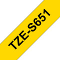 Brother TZe-S651 - Cassette à ruban pour étiqueteuse originale – Noir sur jaune, 24 mm de large