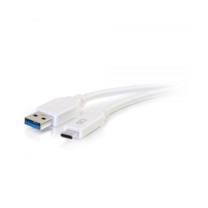 C2G Câble USB-C® vers USB-A SuperSpeed 5 Gbits/s M/M 1,8 m - Blanc