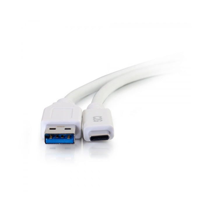 C2G Câble USB-C® vers USB-A SuperSpeed 5 Gbits/s M/M 1,8 m - Blanc