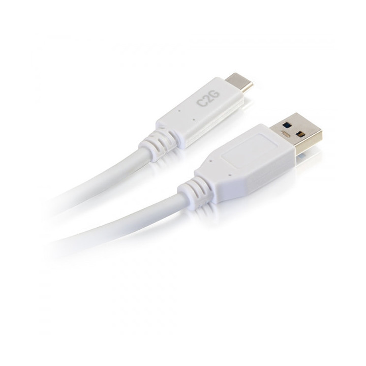 C2G Câble USB-C® vers USB-A SuperSpeed 5 Gbits/s M/M 1,8 m - Blanc