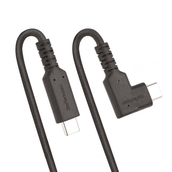 StarTech.com Câble USB-C de 2m, Coudé à Droite, USB 5Gbps, 100W (5A) Power Delivery, 4K 60Hz DP Alt Mode, Cordon USB C Robus